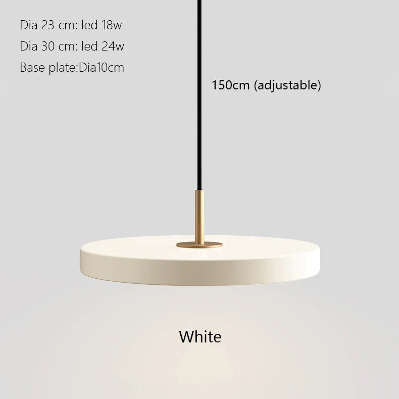 Nordic Round Metal LED Pendant Lights for Kitchen Island Ceiling - Black/White/Blue