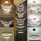 LED Circle Rings Pendant Lights: Modern White/Gold/Black Luster Lamp for Home Lighting
