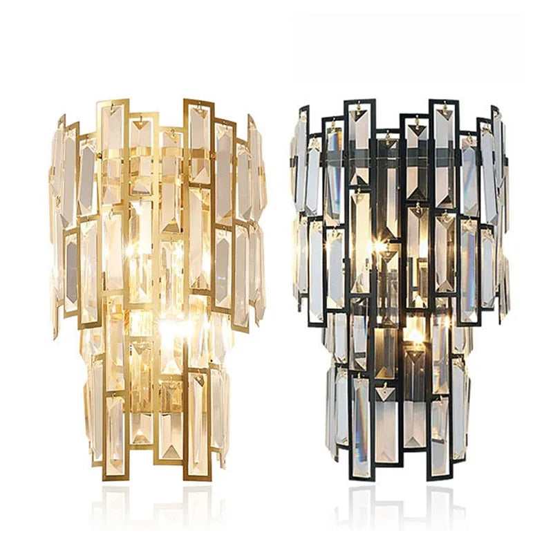 Rectangular Crystal Wall Sconce: Modern Light Luxury Indoor LED Lamp
