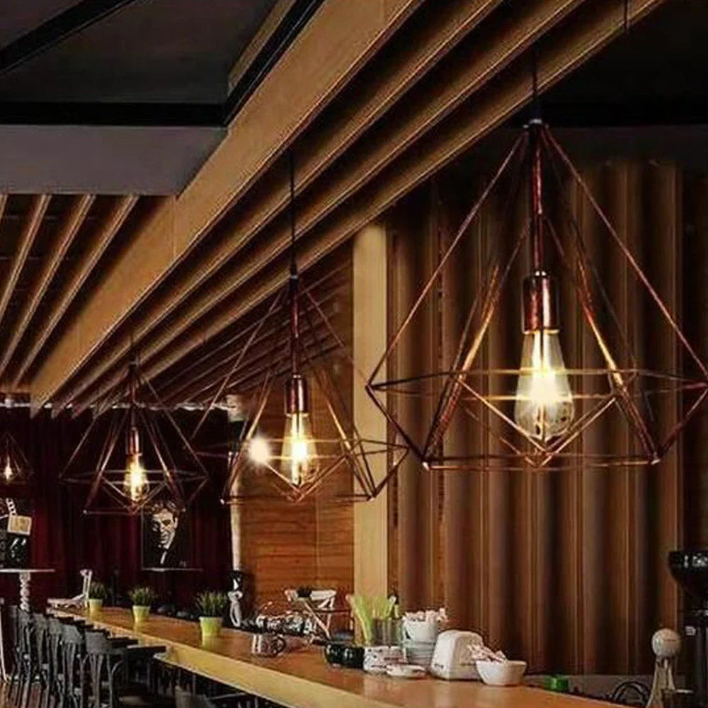 Vintage Industrial Loft Cage Pendant Light for Kitchen Island Living Room