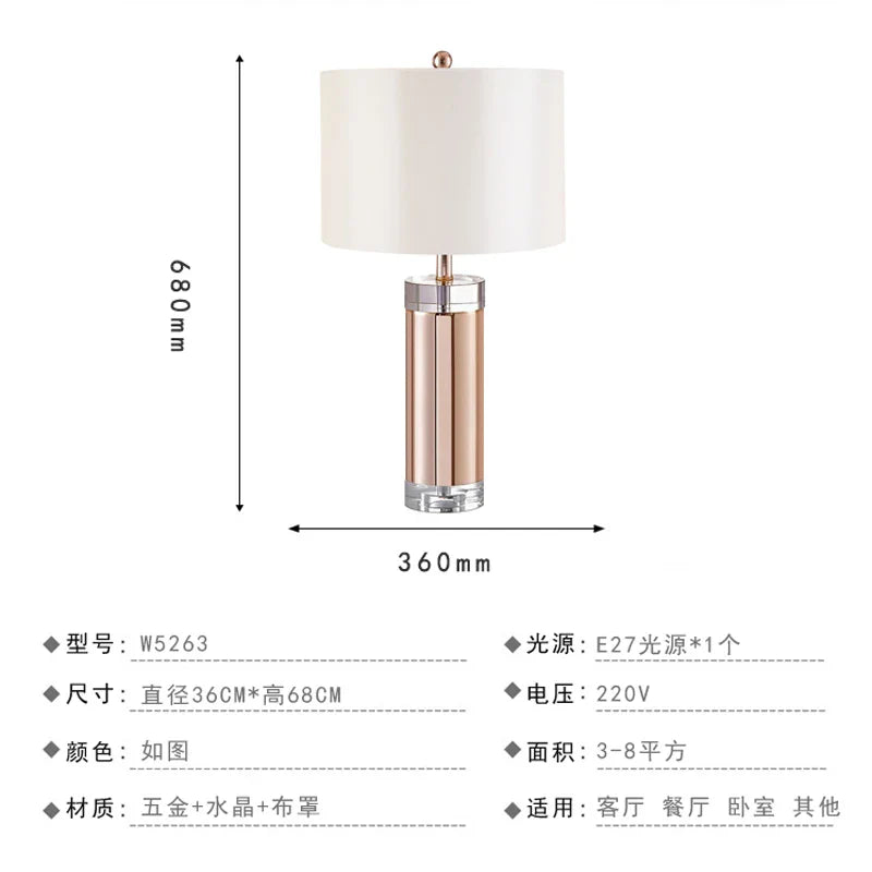 Crystal Table Lamp: Nordic Light Luxury Design for Bedroom Bedside