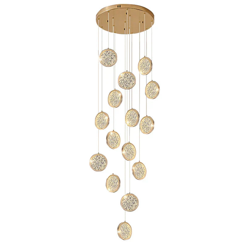 Modern Golden Round Acrylic Stair Chandelier by - Elegant Designer Lighting for Home