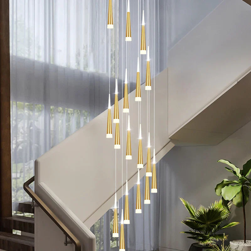 LED Chandelier Lighting for Staircase in Gold/Black/Silver/Coffe - Duplex & Villa Attic Suitable