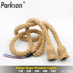 Retro Hemp Rope Pendant Light, Vintage E27 LED Bulb, Industrial Hanging Lamp