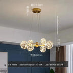 Nordic Glass Bubble LED Chandelier: Modern Parlor Dining Room Lighting for Romantic Atmosphere