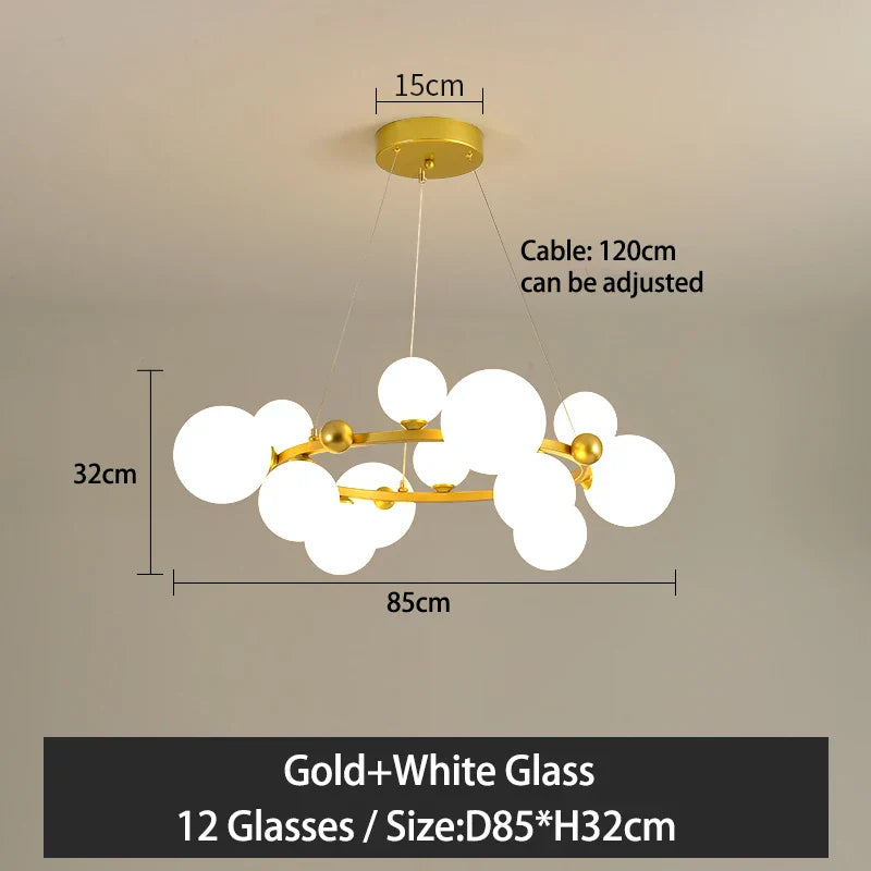 Nordic Glass Ball Pendant Light Gold/Black Dining Living Room Decor Afralia™
