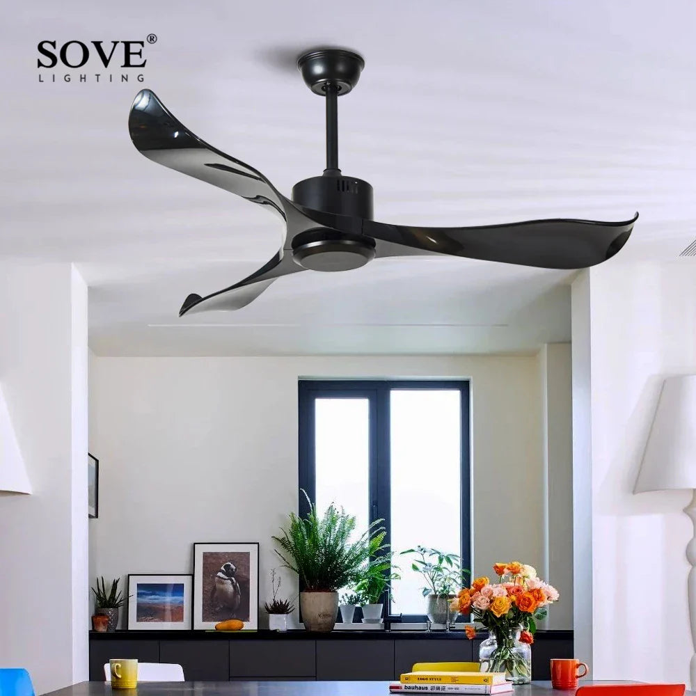 Modern White Plastic Blade Ceiling Fan Remote Control Bedroom 220v Ventilateur De Plafond
