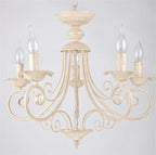 Retro Beige Black Chandelier - American Candle Lamp Iron Suspension Fixtures