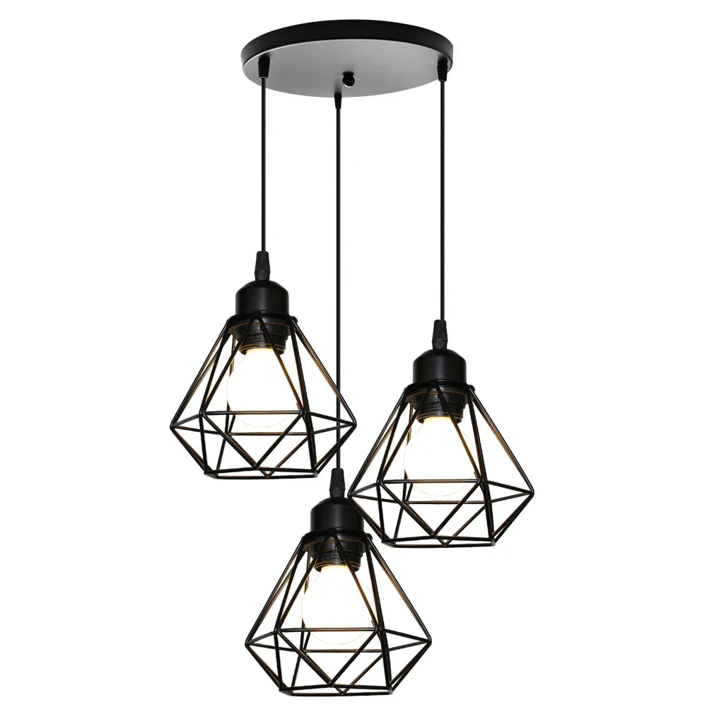 Cage Pendant Light: Modern Nordic Vintage Retro Loft Industrial Metal Hanging Fixture