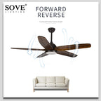 60" Solid Wood Blade Ceiling Fan Light LED Remote Control 220v