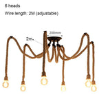 Spider Chandelier Hemp Rope Pendant Light Vintage Industrial Ceiling Lamp