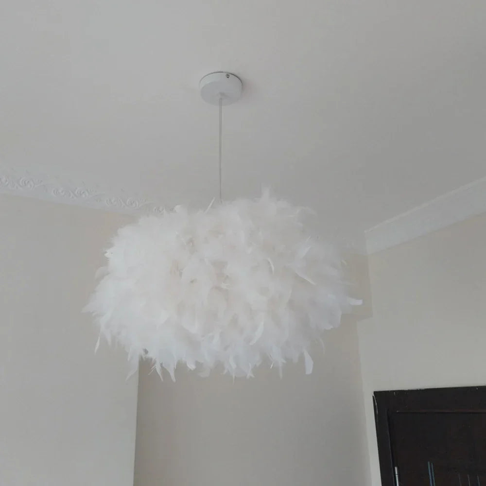 Modern LED Feather Pendant Lights for Bedroom Decor and Restaurant Hanging Lamps.