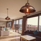 Retro Iron Pendant Light: Vintage Industrial Hanging Lamp for Home Decor