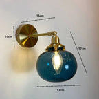 Nordic Glass Wall Lamp Rotatable Brass Bedside Sconce Light Fixture by Afralia™