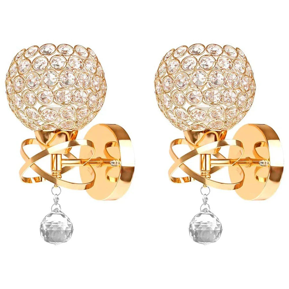 Crystal Wall Lamp Sconce E14 Retro Industrial Light Fixture for Home Living Room