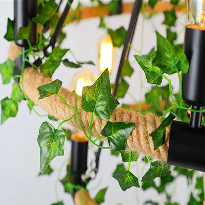 Green Leaf Chandelier: Multi Heads Simulation for Bar, Milk Tea Shop, Corridor Lighting