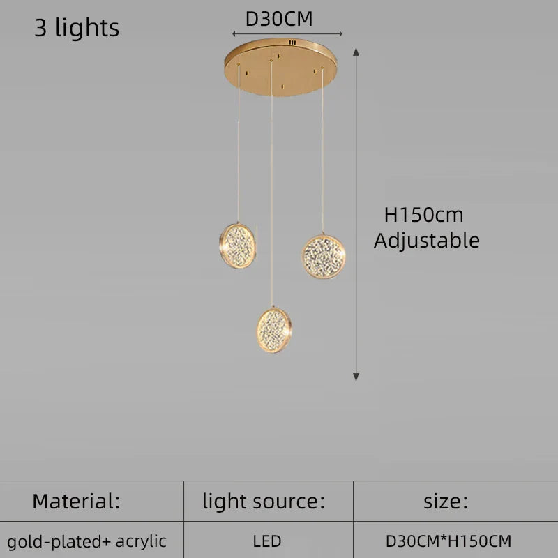 Modern Golden Round Acrylic Stair Chandelier by - Elegant Designer Lighting for Home
