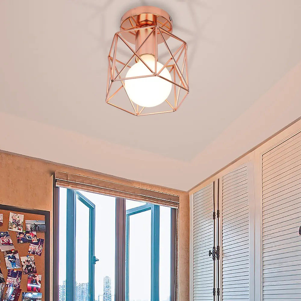 Rose Gold Iron Ceiling Light for Chic Home Decor, Modern Nordic Design