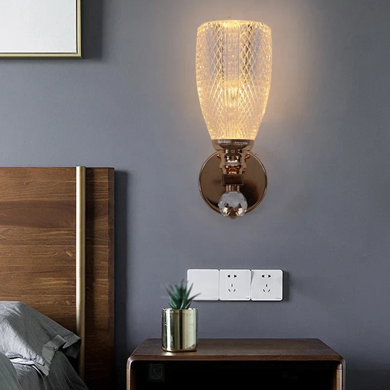 Modern Gold LED Wall Lamp for Living Room Bedroom, Minimalist Luxury Design