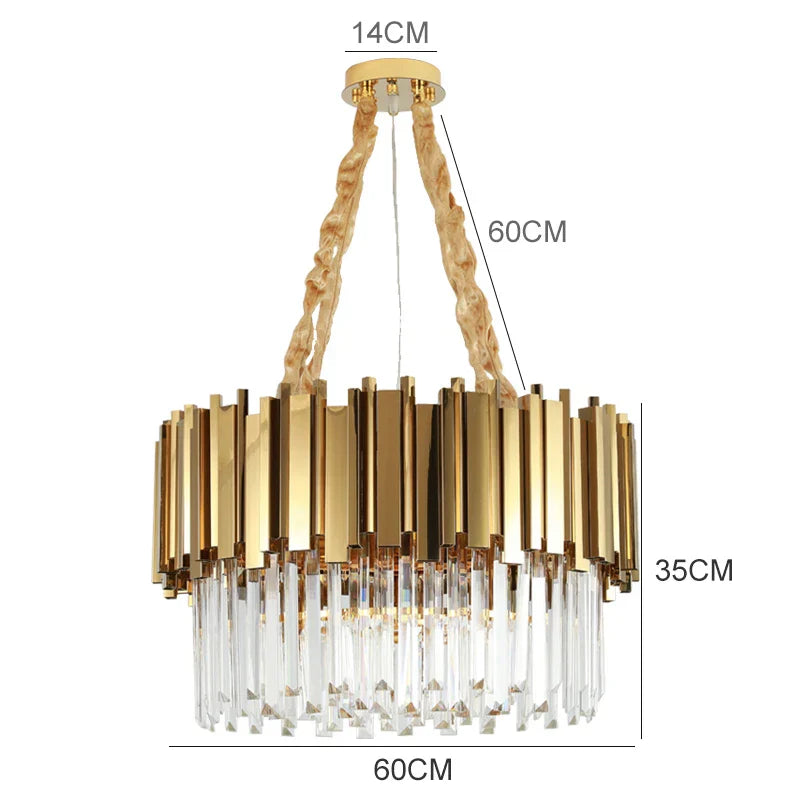 Gold Metal Crystal Chandelier Pendant with G9 Led Bulb