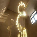 Golden LED Crystal Chandelier for Living Room Staircase
