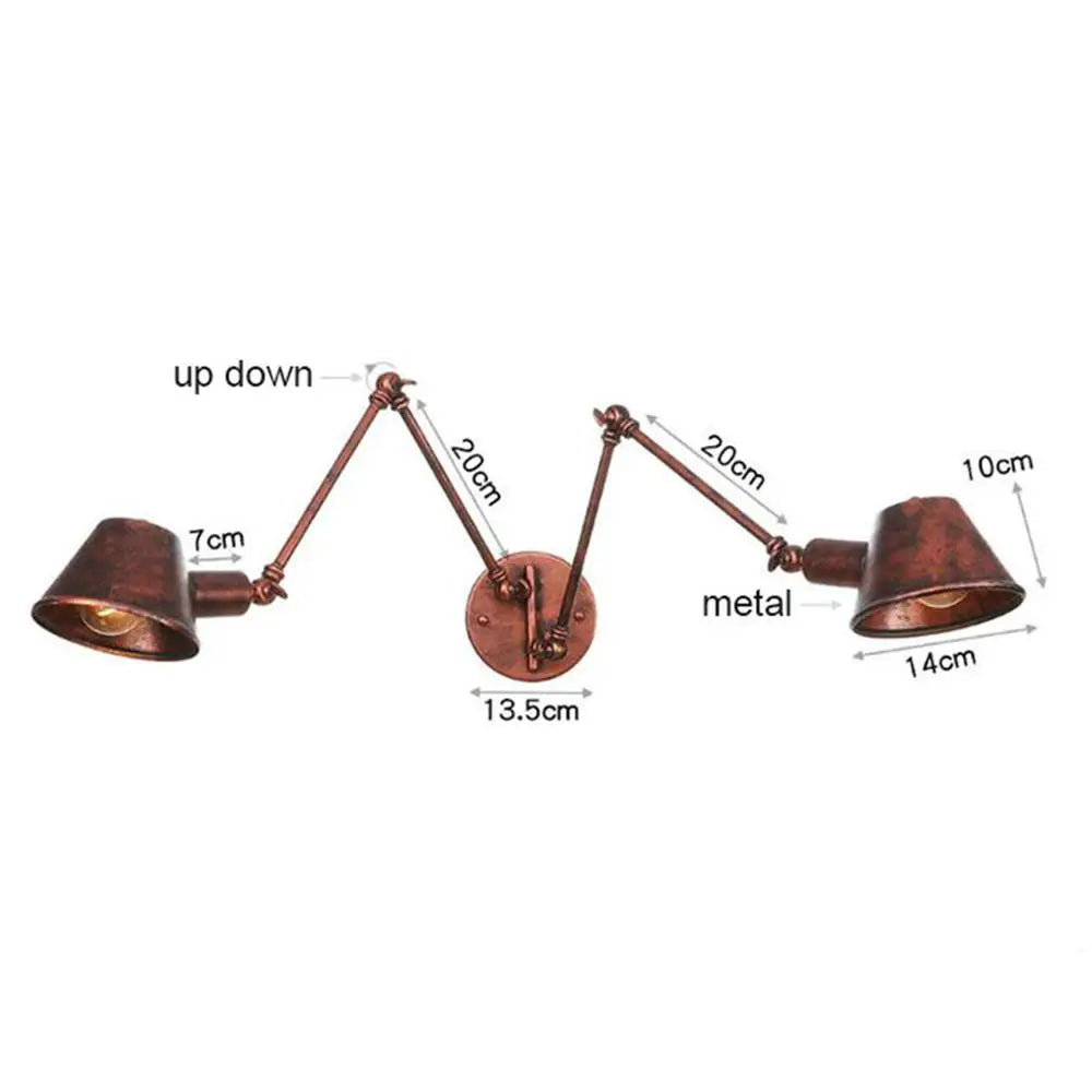 Double Swing Arm Wall Lights Bedside Sconce E27 Lighting Decor