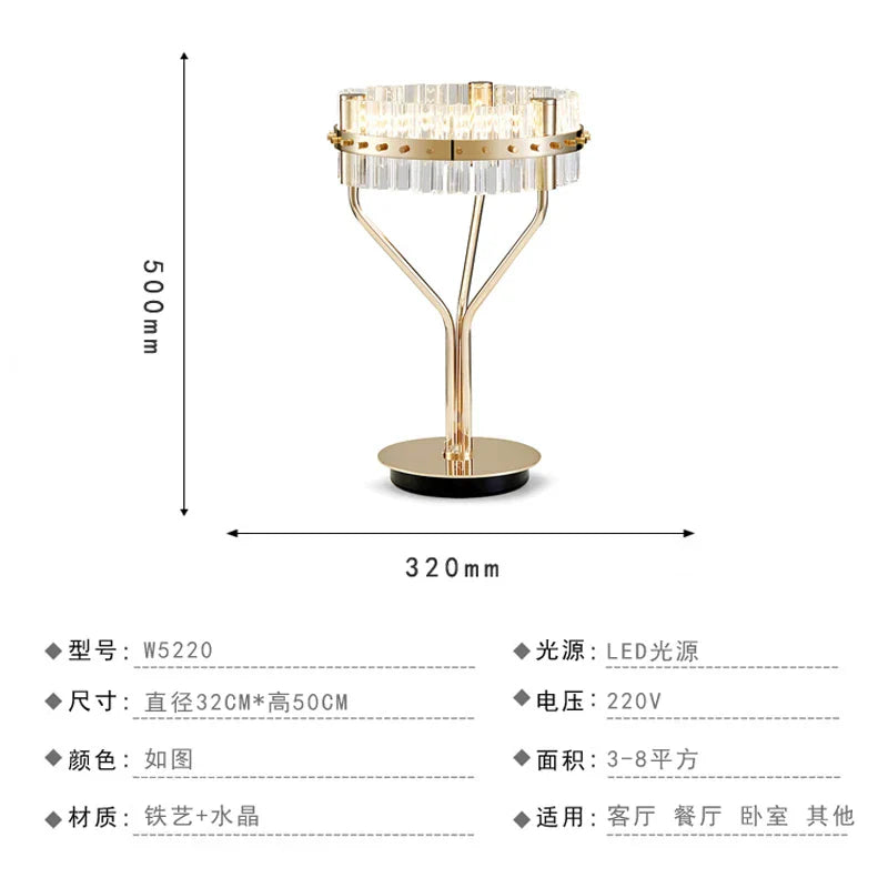 Crystal Table Lamp: Nordic Light Luxury Design for Bedroom Bedside