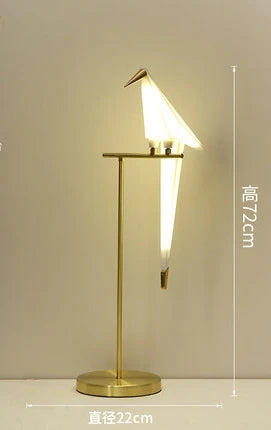 Origami Crane Perch Gold Floor Lamp - Creative Acrylic Design for Home Decor