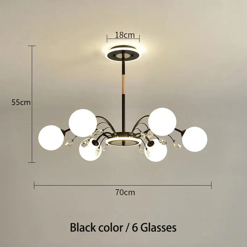 Nordic Crystal Glass Chandelier with E27 Lamp Holder for Livingroom Bedroom Diningroom by Afralia™