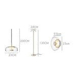 Circular Glass Lampshade Floor Lamp for Living Room Office LED Lights