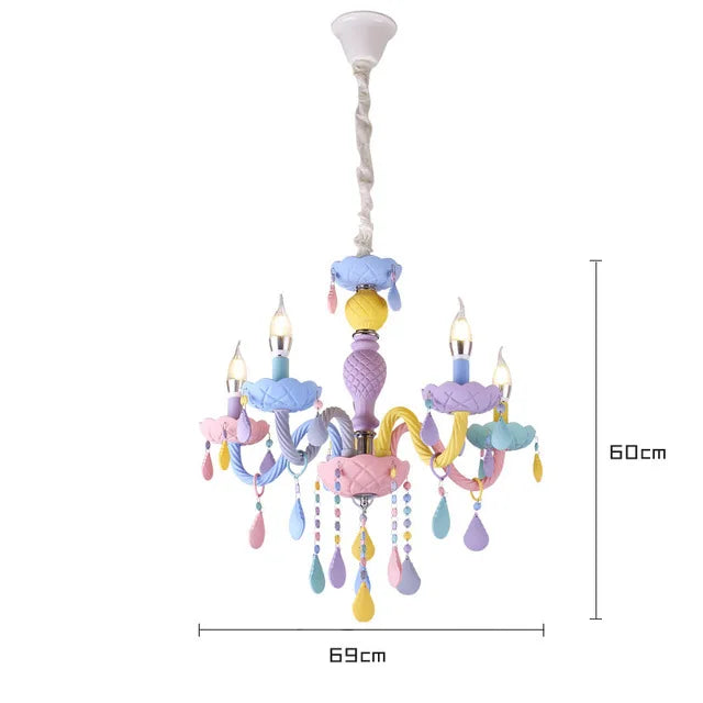 Rainbow Crystal Chandelier for Bedroom & Children's Room