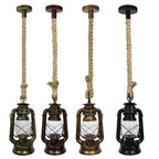 Retro Industrial Hemp Rope Kerosene Pendant Chandelier LED Ceiling Lamp