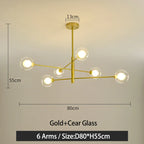 Black/Gold G9 LED Chandelier for Living Room Bedroom Modern Pendant Lighting