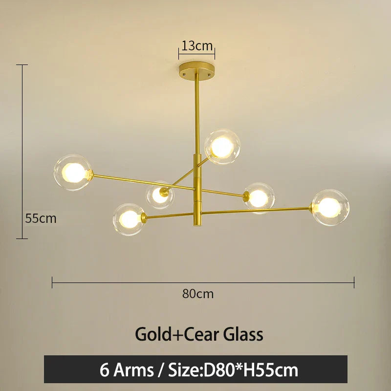 Black/Gold G9 LED Chandelier for Living Room Bedroom Modern Pendant Lighting