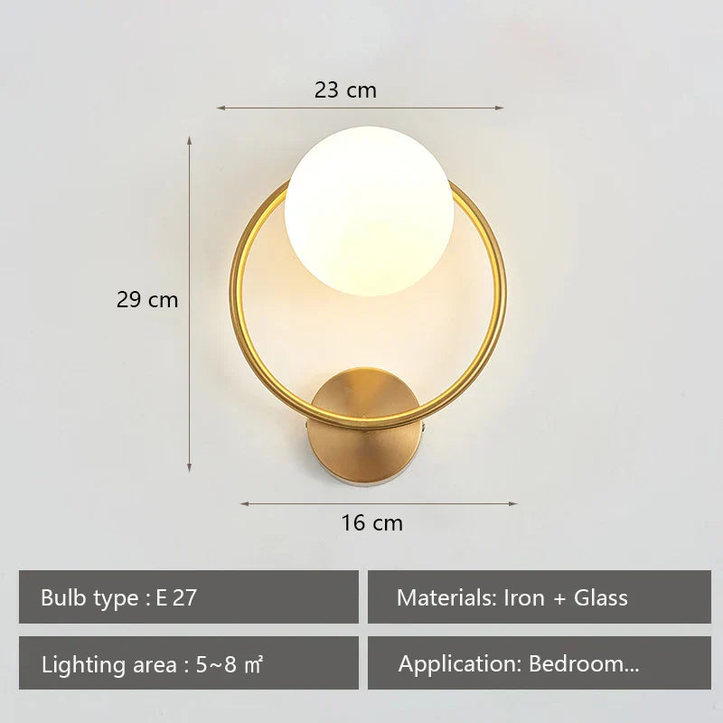 Nordic Luxury Wall Lamp Black Brass LED Indoor Stairs Corridor Light