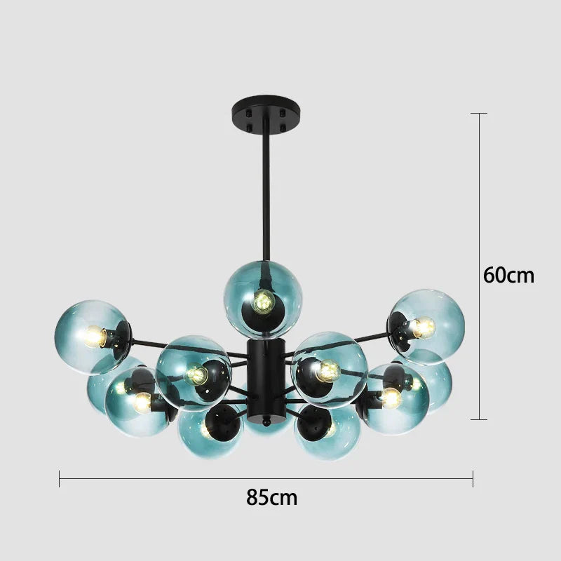 Black/Gold Glass Pendant Light for Living Room Bedroom Restaurant