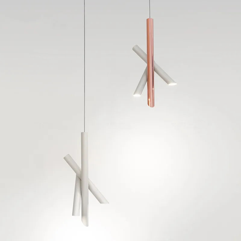 Tubes Pendant Light: Modern Designer Rose Gold Lamp for Study Office Restaurant