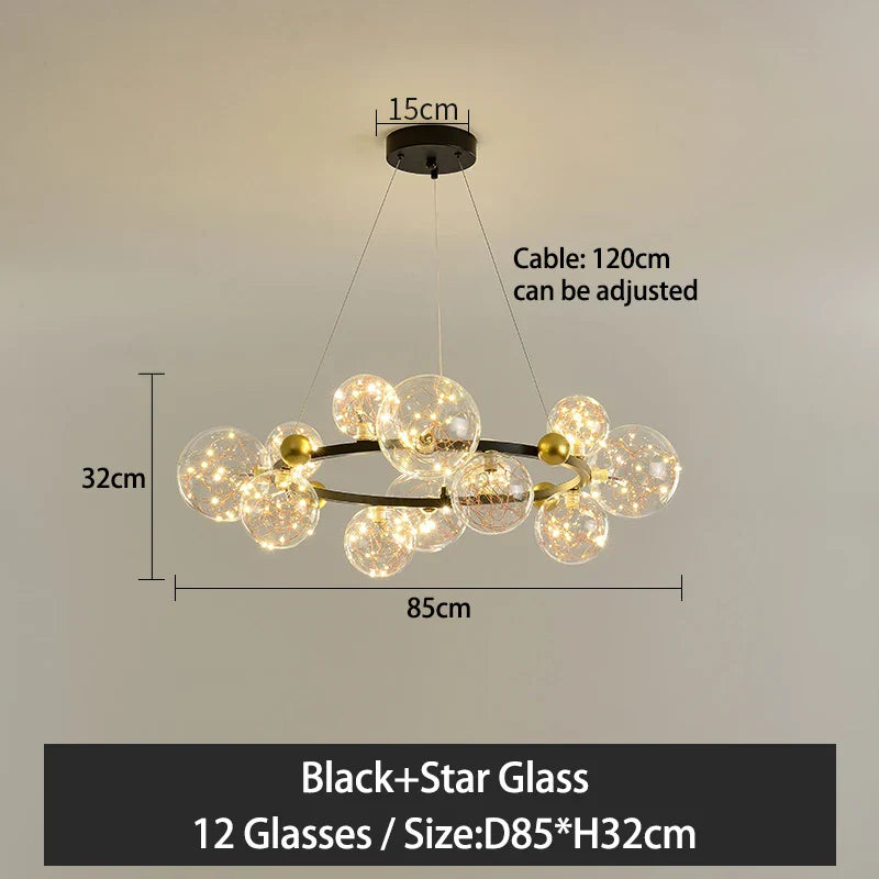 Nordic Glass Ball Pendant Light Gold/Black Dining Living Room Decor Afralia™