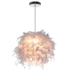 White Feather Pendant Light: Modern Fluffy Shade for Bedroom and Study Room