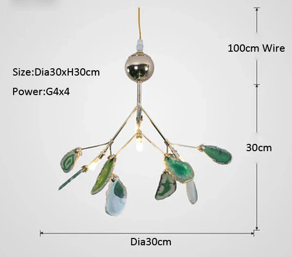 Agate Branch Chandelier - Nordic Glass LED Globe for Bedroom, Kitchen, Dining Room