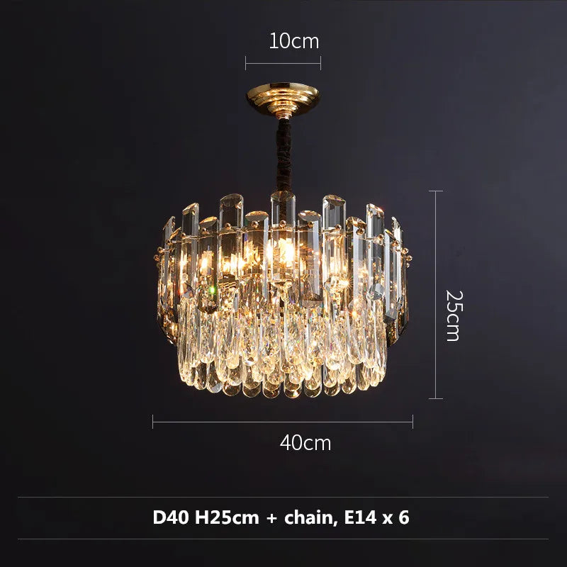 Gray/Clear Crystal K9 LED Pendant Lamp for Modern Luxury Living Room
