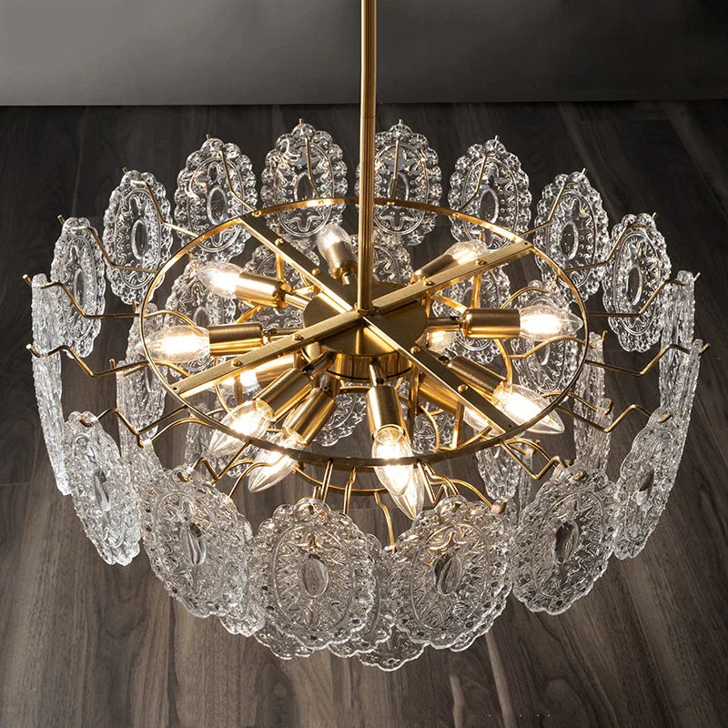 Luxury French Glass Flower Chandelier by - Vintage Nostalgic Modern Design