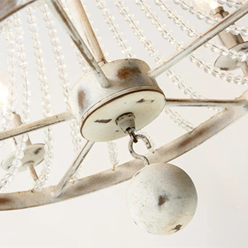 Vintage Ceiling Chandelier E14 Antique White Pendant Lamp for Bedroom, Living Room, Shops