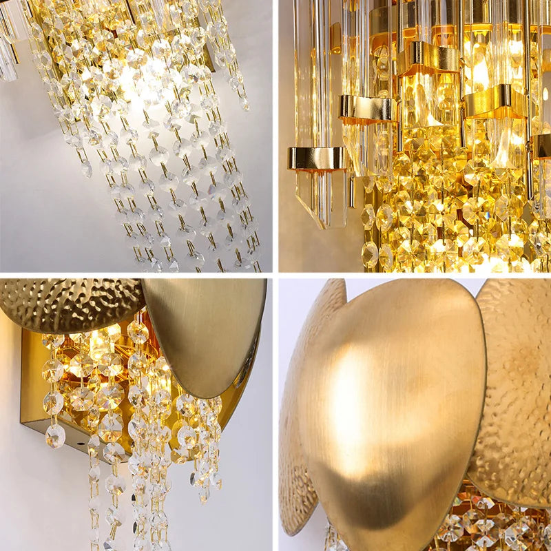 Crystal Wall Lamp: Modern Luxury LED Lighting for Living Room, Bedroom, and Staircase