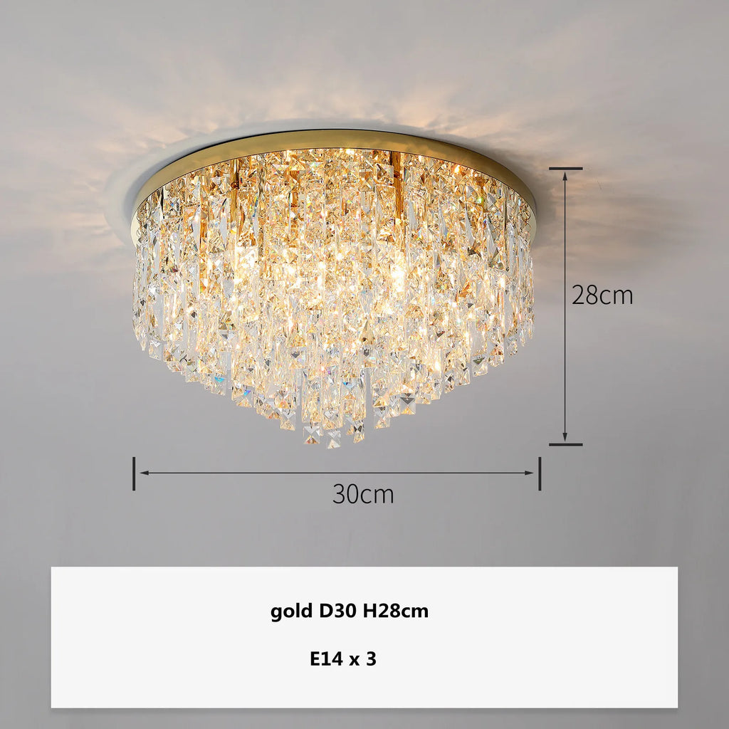Modern Bedroom Crystal Ceiling Lamp Gold/Chrome Steel LED Lights