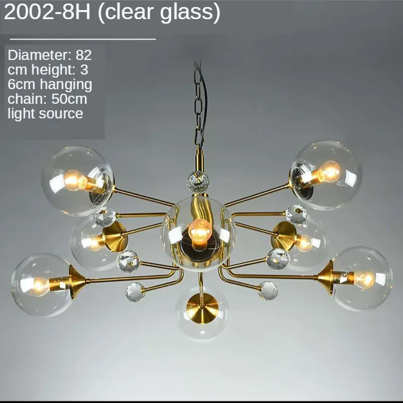Modern Glass Ball LED Chandelier | Luxury Indoor Hanging Lamps for Living Room