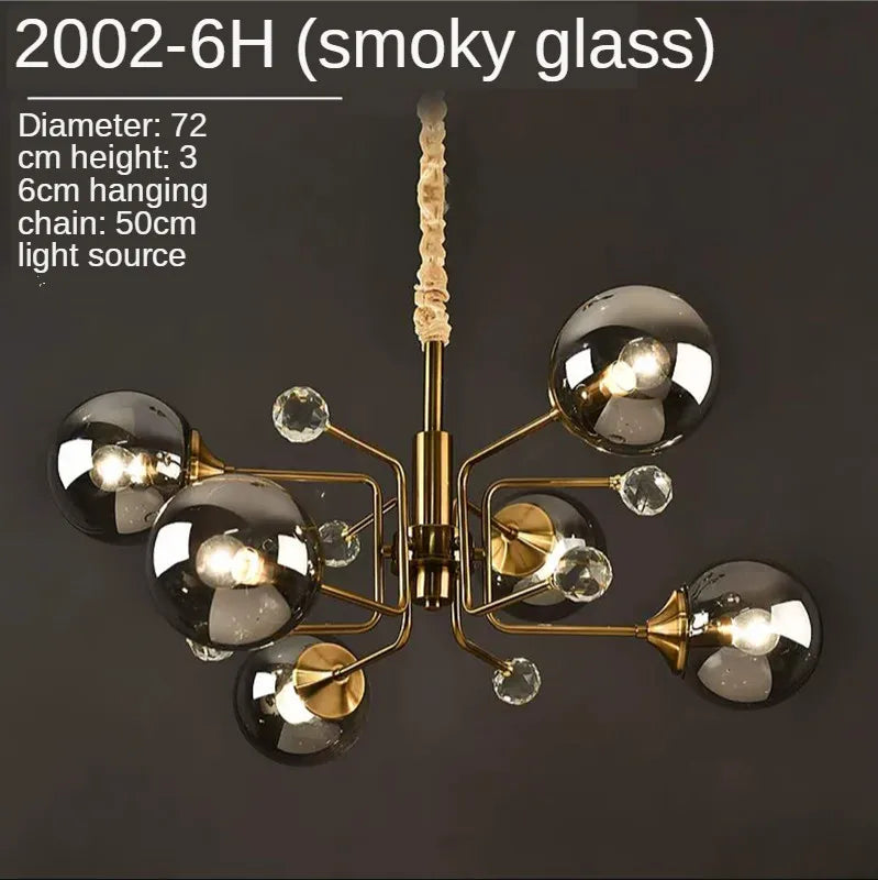 Modern Glass Ball LED Chandelier | Luxury Indoor Hanging Lamps for Living Room