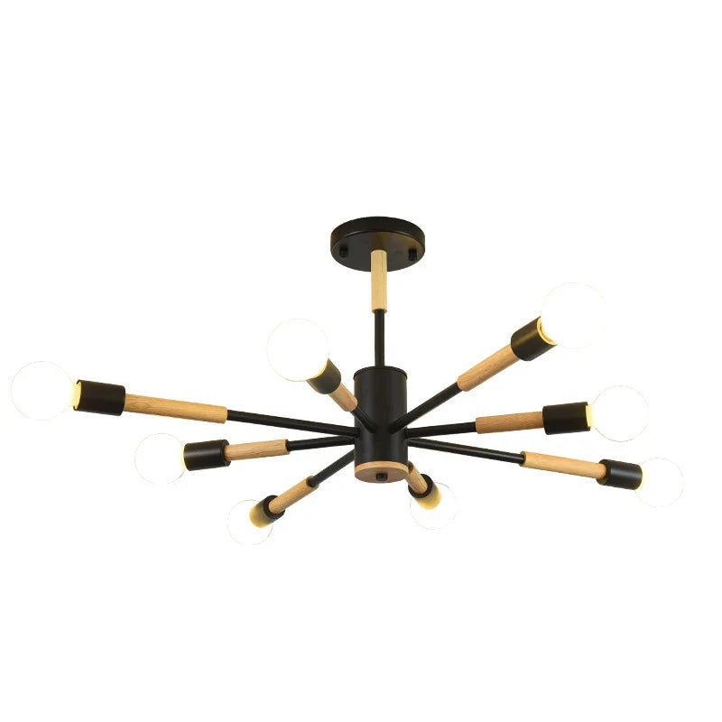 LED Wooden Ceiling Lights w/ E27 Bulb for Modern Livingroom & Bedroom