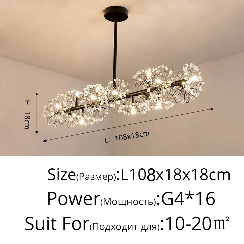 Dandelion Flower Chandelier: Modern LED Living Room Bedroom Indoor Decor Bouquet Lamps