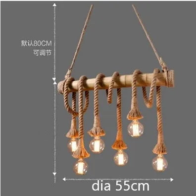 Bamboo Pendant Lights: Vintage Loft Lighting Fixtures for Kitchen, Cafe, Bar.